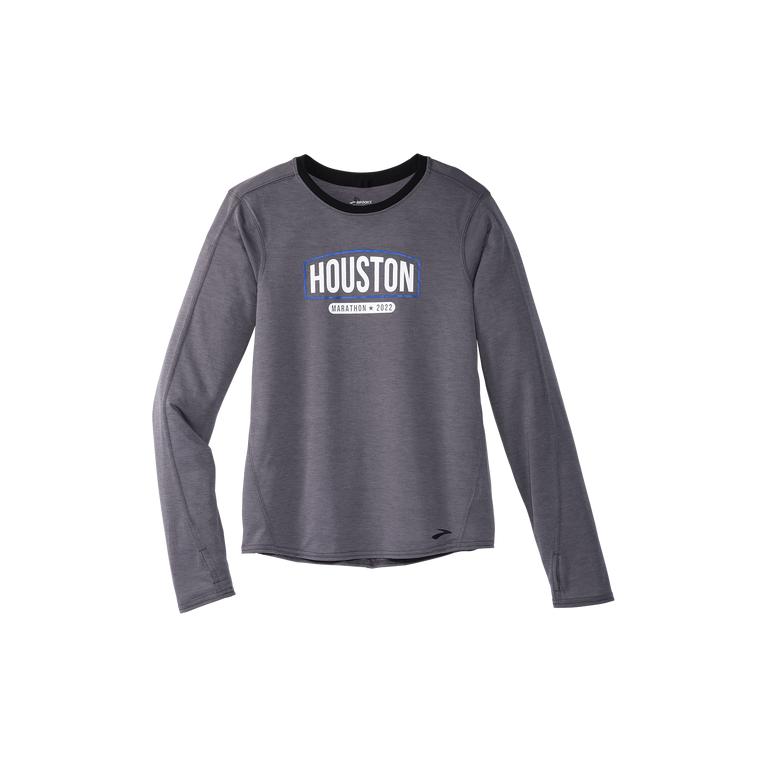 Brooks Houston22 Distance Graphic Ls - Womens Long Sleeve Running Shirt - Shadow Grey/26.2 Banner (4